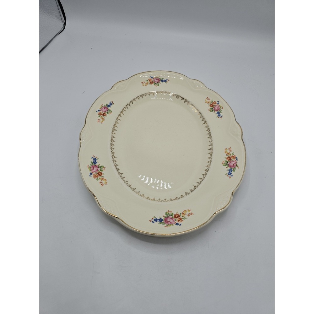Vintage Homer Laughlin F44 N8 Gold Trimmed 13.5 Inch Platter Plate Made In USA